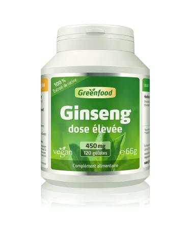 Greenfood Ginseng (Siberian Ginseng), 450 mg, High Dose, 120 Capsules, No Artificial Additives, No Genetic Engineering, Vegan.