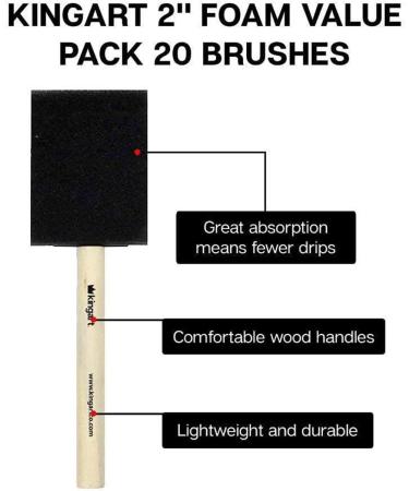KINGART 242-20 Foam Brush Value Pack - Black (Pack of 20) 2 Inch - Buy Online on GoSupps.com