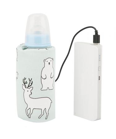 USB Baby Feeding Bottle Warmer Portable Cartoon Milk Bottle Travel Heater Heating Cover Insulation Thermostat for Home Outdoors Travel(Polar Bear-Pattern)