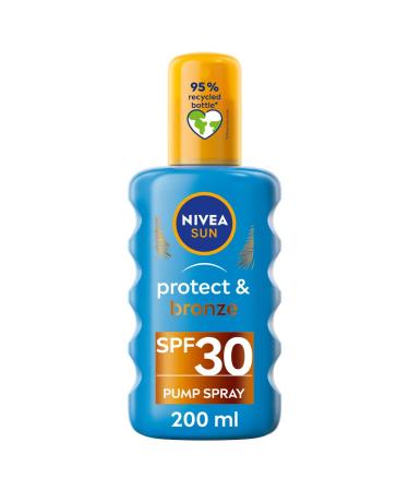 Nivea SUN Protect & Bronze Sun Spray (200 ml) Bronzing Tanning Lotion Spray with SPF30 Advanced Suncream Protection Natural Pro-Melanin Extract 200 ml (Pack of 1)