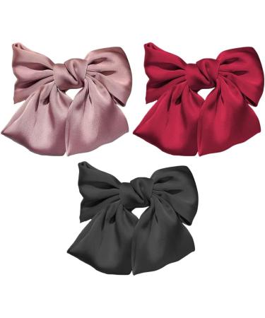 3 Pieces Bowknot Hair Barrettes Hair Bows for Women Big Bow Hair Clips Hair Clips Soft Silky Satin Hair Clips with Bow - Buy Online on GoSupps.com
