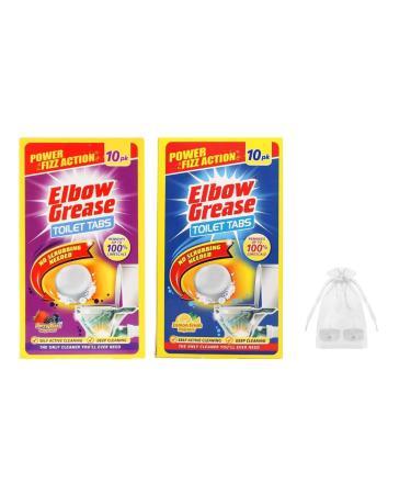 Elbow Grease Toilet Tabs Toilet Cleaning Multi-Pack Toilet Freshening Cleaning Kit with Free CHS Candle Gift Set (Lemon Fresh & Berry Blast W/FOC CHS Candle Set)