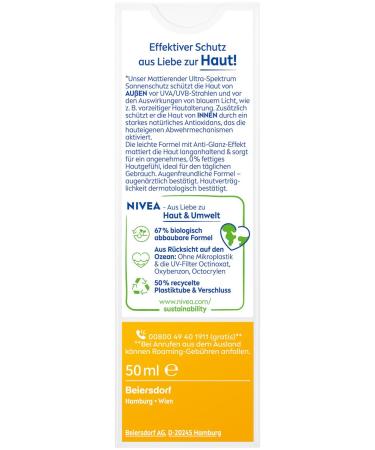 Nivea Sun UV Face Matting SPF 50 - Non-Fatty Sunscreen Lightweight Sun Milk (3 Pack - 50ml) | International Shipping Available - Buy Online on GoSupps.com