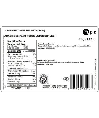 Yupik Jumbo Red Skin Peanuts Raw 1 kg 6 Count Kosher Gluten-Free Crunchy Nuts Unroasted Unsalted With Skins Oil-Free Source of Fiber Protein Snacks Ideal for Baking & Cooking 6 kg - Buy Online on GoSupps.com