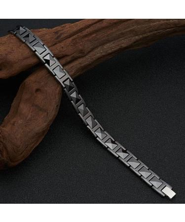 Men's Tungsten Steel and Ceramic Black Bracelet - 21 cm | Durable & Stylish International Shipping Available - Buy Online on GoSupps.com