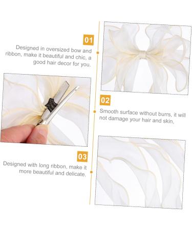 FRCOLOR 1pc Hairpin Hair Bow Headpieces Three- Layer Bow Hair Clip Korean Bridal Headpieces for Wedding Lace Ponytail Holder Bowknot Ribbon for Bows Bride Fabric Fashion Headband 48X19X1CM Beige - Buy Online on GoSupps.com