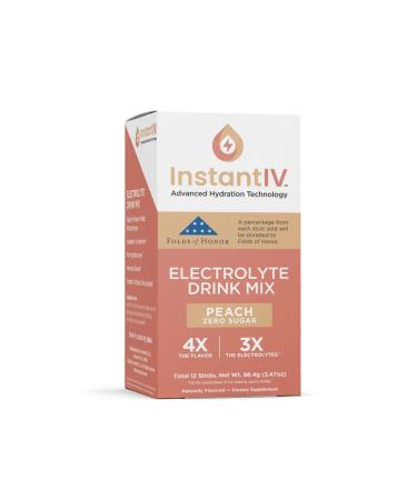 Electrolytes Powder - 3X Electrolytes, Zero Sugar with Vitamin C, B3, B6, Electrolytes Powder Packets for Hydration, Recovery & Immunity, Vegan & Gluten Free | Peach - 12 Packets