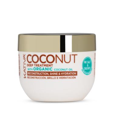 Kativa Organic Coconut Deep Treatment Mask (8.45 Fl Oz)  Rebuild and Repair Shiny & Silky Hair  for Damaged  Sensitized  Dehydrated & Dull Hair  Sulfate Free  Gluten Free  Paraben Free