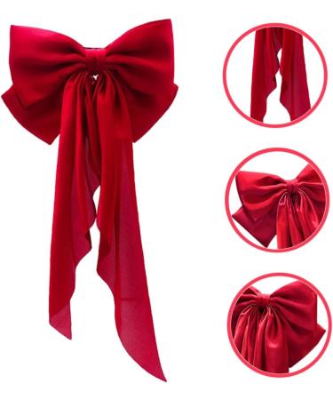 SKISUNO Satin Ribbon Hairpin Big Hair Bows Hair Barrettes for Teen Ponytail Clip Accessories for Teen Teen Hair Bows Hair Bow Barrette Hair Clips for Makeup Red Hair Bow - Buy Online on GoSupps.com