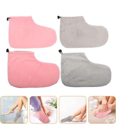 Lot De 2 Paires De Chauffe-pieds La Paraffine Taille Unique En Coton Isolant Confortable Et Lavable Adapt Au Soin Des Pieds Et La Relaxation Domicile Couleurs Rose Clair Et Gris - Buy Online on GoSupps.com