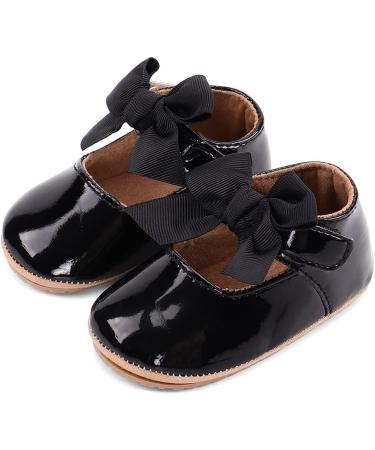 LACOFIA Baby Girls Anti-Slip First Walking Shoes - Infant Bowknot Mary Jane Princess Party Shoes - Size 3-6 Months - Black - Buy Online on GoSupps.com