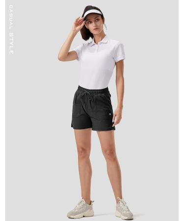 G Gradual Women's Black 5 Hiking Cargo Shorts - Quick Dry Athletic Shorts with Pockets for Golf, Workout & Walking - Size Large - Buy Online on GoSupps.com