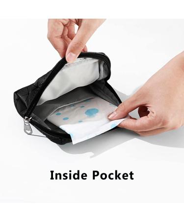 OWTING Sanitary Napkin Storage Bag | Menstrual Cup Pouch | Geometric Stitching | Small Makeup Organizer | Portable & Large Capacity | Black - Buy Online on GoSupps.com