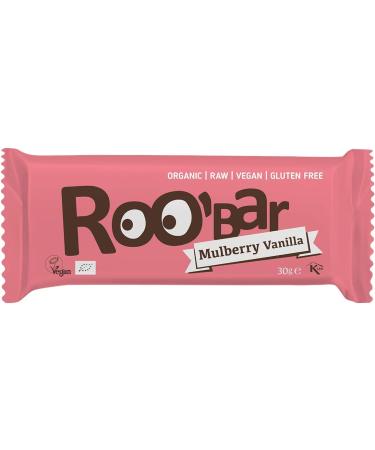  ROOBAR Roobar Mulberry and Vanilla Bar - Dairy-free and gluten-free 100% organic vegan raw with superfoods no added refined sugar - 12 x 30g bars in a box - Buy Online on GoSupps.com