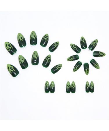Nail art patches beautiful and fashionable nail patches finger decorations cosmetics and decorative supplies green flame almond nails simple and fashionable European and American finished fake n R788 Green Flame - Buy Online on GoSupps.com