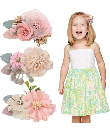 Flower hair clip set - princess hundred bow hair clip 3 pieces suitable for 1-12 years old girl (B) - Buy Online on GoSupps.com