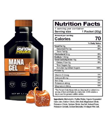Ryno Power Mana Performance Gel Caddy - 12 Servings Salted Caramel | Boost Energy for Athletes | International Shipping Available - Buy Online on GoSupps.com