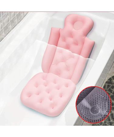 Bath Pillow, Spa Pillow with Back and Headrest Cushion,Spa Ergonomic Bathtub Pillow for Tub Head Neck Shoulder Back Support with 8 Non-Slip Suction Cups, Bath Tub Pillows Rest 3D Air Mesh Breathable Pink