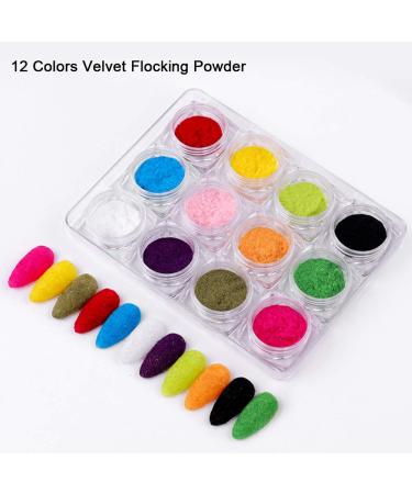 Rantoloys 12 Color Velvet Flocking Powder Set - Nail Art Glitter Polish for DIY Decoration - Buy Online on GoSupps.com