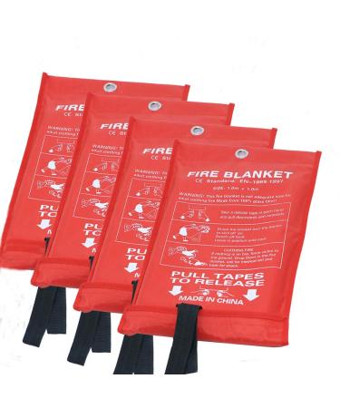 Fire Blankets Fiberglass Retardant Blankets - 3.3x3.3ft Square Fire Suppression Tools Emergency Survival Kit Durable for People Accidental Safety Design for Home House Office Fireplace Car Kitchen 4