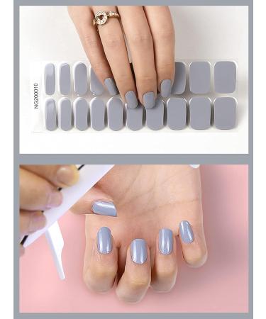 Kalolary 20PCS Gray Gel Nail Polish Strips: Full Wraps Self-Adhesive Stickers with File & Stick - UV/LED Lamp Required - Buy Online on GoSupps.com
