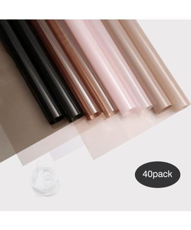 HyssinoWrap 40 Sheets 4 Colors Korean Florist Waterproof Bouquet Wrapping Paper with Ribbons - Dark Mix Clear Cellophane - Buy Online on GoSupps.com