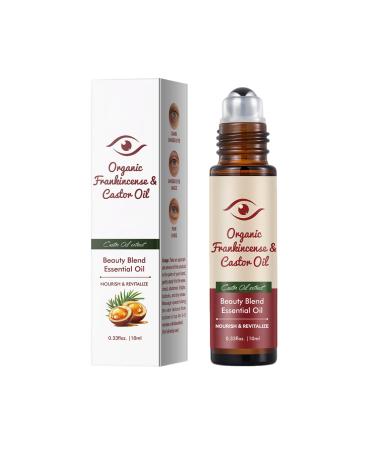 Organic Frankincense & Castor Oil Roll On: Beauty Blend Essential Oil Roller for Eye Face & Body Care Nourish Skin Revitalize Eye Contour | 0.33fl oz 10ml Castor Oil Organic Roll On (Pack of 1) 0.34 Fl Oz (Pack of 1)