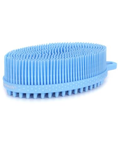 Fastech silicone body brush double -sided body washer bathing brush shower brush for deep cleaning gentle peeling and massage more hygienic than luffa/sponge for all skin types light blue - Buy Online on GoSupps.com