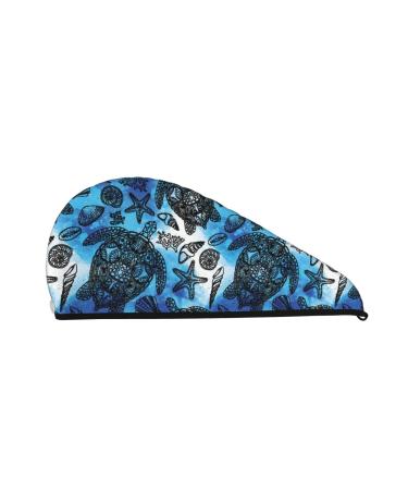 Turtle Shell Algae Starfish Coral Microfiber Hair Towel Soft Super Absorbent Hair Towel Wrap for Women Coral Velvet Quick Dry Hair Cap for Long Curly and Thick Hair