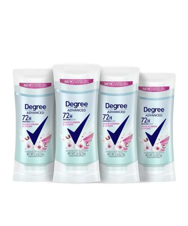 Degree Advanced Antiperspirant 72-Hour Sweat & Odor Protection White Flowers & Lychee Deodorant for Women with MotionSense Technology 2.6 oz (Pack of 4)