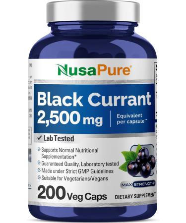 Black Currant Oil 2500 Mg 200 Veggie Capsules (Powder, Vegan, Non-GMO & Gluten-Free) .