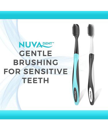 Nuva Dent Ultra Soft Charcoal Toothbrush - Gentle Slim Brush Head - Whitens Teeth - 6 Pack - Buy Online on GoSupps.com