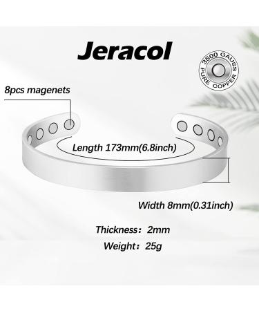 Jeracol Copper Magnetic Bracelet - Adjustable Cuff Bangle with 8 Magnets - Men Women - Simple Style - Gift Box Included - Buy Online on GoSupps.com