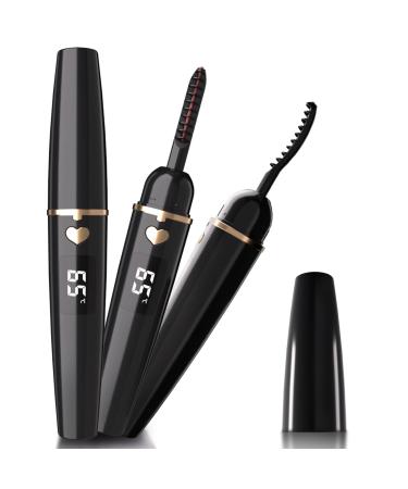 ZAPAL Heated Eyelash Curler Rechargeable Heated lash Curler Intelligent Power Off Electric Eyelash Curler Heated Quickly 24 Hs Lasting Natural Makeup for Woman - Black