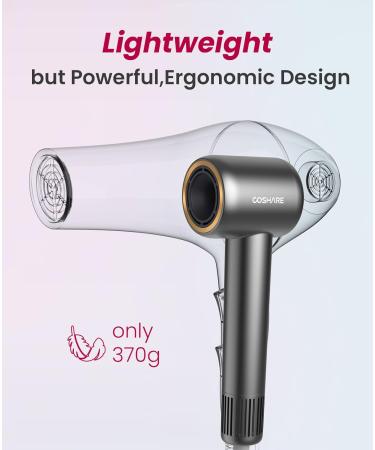Fast Drying Ionic Hair Dryer - 500 Million Negative Ions Lightweight Low Noise No Damage SuperFlow1 - Perfect for Frizz-Free Luxurious Hair - Buy Online on GoSupps.com