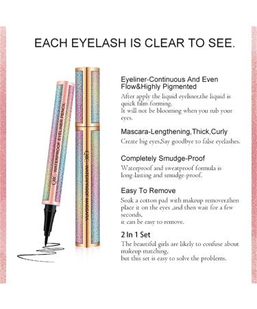 4D Silk Fiber Eyelash & Eyeliner Set - Long-Lasting Waterproof Mascara & Liquid Eyeliner for Natural Voluminous Lash Extensions - Buy Online on GoSupps.com