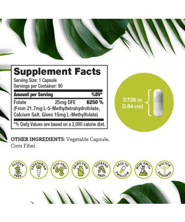 L-Methylfolate (5-MTHF) 15mg 90 Capsules - Active Folate for Homocysteine Control - Vegan & Eco-Friendly Packaging - Buy Online on GoSupps.com