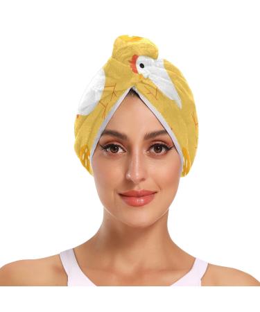 White Rooster Eggs Hair Towel 2 Pack Super Absorbent Hair Drying Towel Quick Dry Hair Turbans Head Towel with Button Twisty Wrap for Women Girls