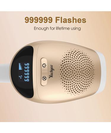 Yachyee 999,999 Flashes Laser Hair Removal Device for Women and Men - Permanent Painless IPL At-Home Hair Removal for Face, Armpits, Legs, Arms, Bikini Line - Includes Goggles (Gold) - Buy Online on GoSupps.com