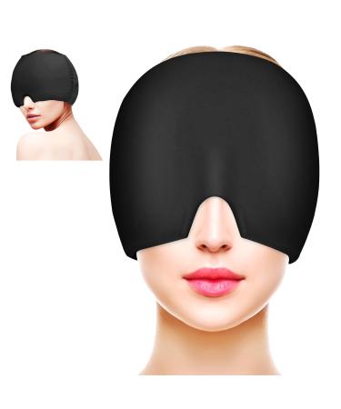 Baogaier migraine mask headache hat cooling gel cool cap reversible cooling pads reusable cooling mask cooling & warming headache relief cap for nervousness stress relief eyes black
