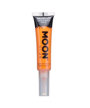 Neon UV Face & Body Paint with Brush Applicator by Moon Glow - 15ml - Intense Orange