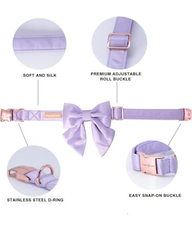 Unique Purple Silk Dog Collar with Bow | Durable XL Dog Collar for Weddings & Special Occasions - Buy Online on GoSupps.com