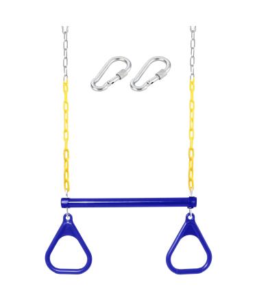 18" Trapeze Swing Bar Rings 48" Heavy Duty Plastic Coated Chains Swing Set Accessories Playground Swing Seat Blue