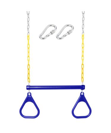 18" Trapeze Swing Bar Rings 48" Heavy Duty Plastic Coated Chains Swing Set Accessories Playground Swing Seat Blue