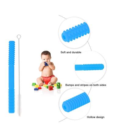 Portable Hollow Chewing Tooth Tube for Toddlers - Soft Textured & Bright Blue - Buy Online on GoSupps.com