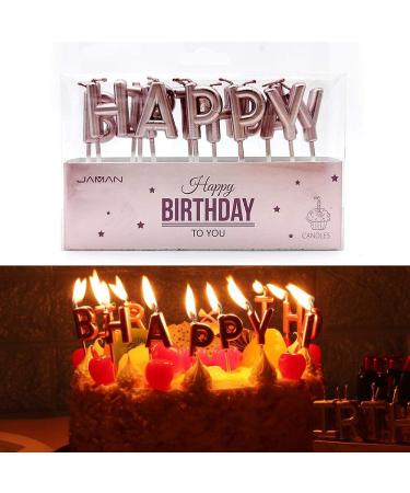 Rose Gold Cake Topper Decoration & Birthday Party Supplies - Happy Birthday Candles, Banner, Confetti Balloon, Paper Fans - Ideal for Girl's & Women's Rose Gold Theme Party Decor - Buy Online on GoSupps.com