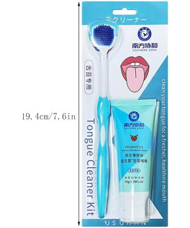 Probiotic Tongue Cleaner Set - Oral Hygiene Brush & Tongue Cleansing Gel | 2PC Tongue Scraper Kit for Precise Cleaning - Buy Online on GoSupps.com