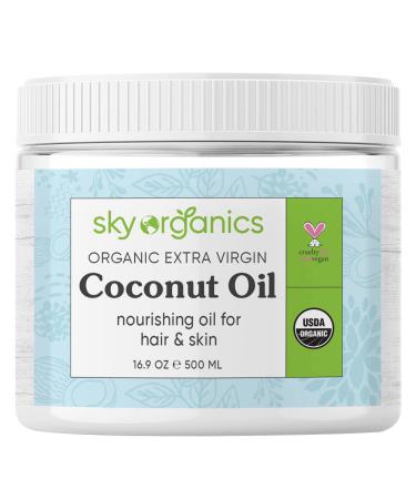 Buy Sky Organics Organic Extra Virgin Coconut Oil for Hair & Skin - 100% Pure Cold-Pressed USDA Certified - 16.9 fl. oz with Free Ebook - Buy Online on GoSupps.com