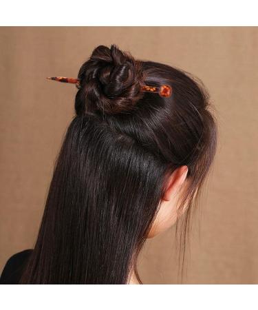 Sharplace 6 Vintage Wood Hair Sticks - Retro Floral Pattern Hairpins for Women & Girls - Long Chinese Hair Accessories in Brown - Buy Online on GoSupps.com