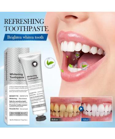 Premium Whitening Toothpaste Refresh Mint Flavor Peroxide-Free Formula for Sensitive Teeth Natural Stain Removal 4 oz (1) - Buy Online on GoSupps.com